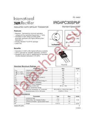 IRG4PC30SPBF datasheet  